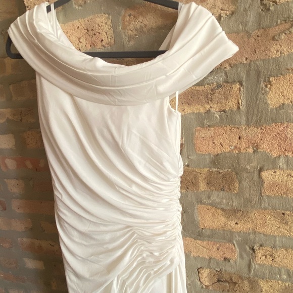 Mac Duggal One Shoulder White Midi Dress - Picture 3 of 4